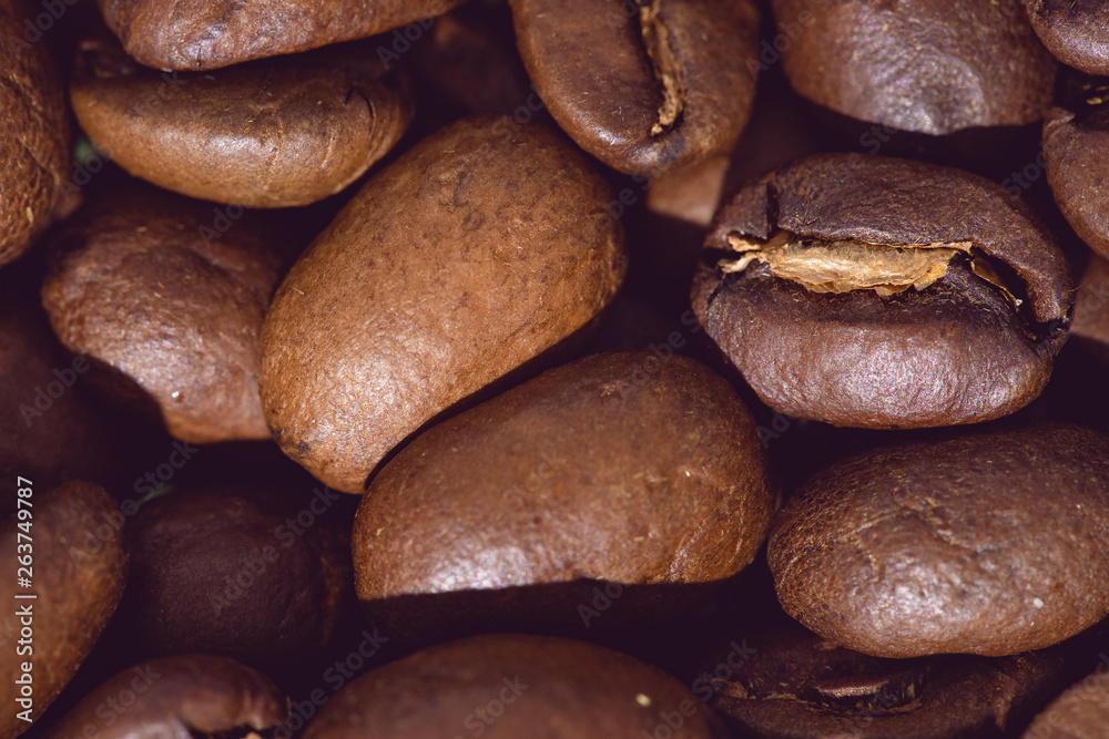 roasted coffee beans closeup