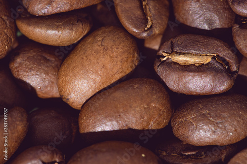 roasted coffee beans closeup