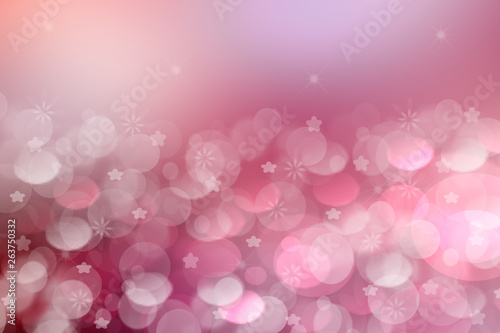 Abstract gradient purple pink background texture with blurred bokeh circles and star lights. Space for design.
