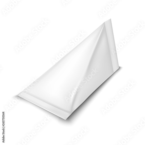 White triangular cardboard package for beverage, juice and milk