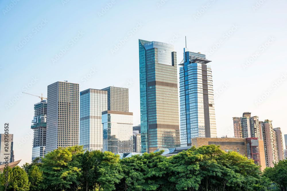 Toned image of modern office buildings