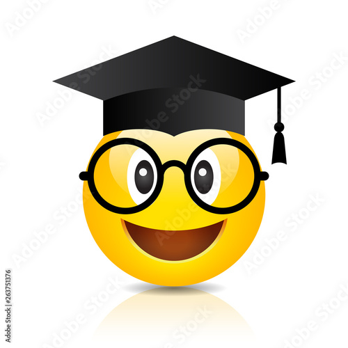 Nerd emoji with graduation hat