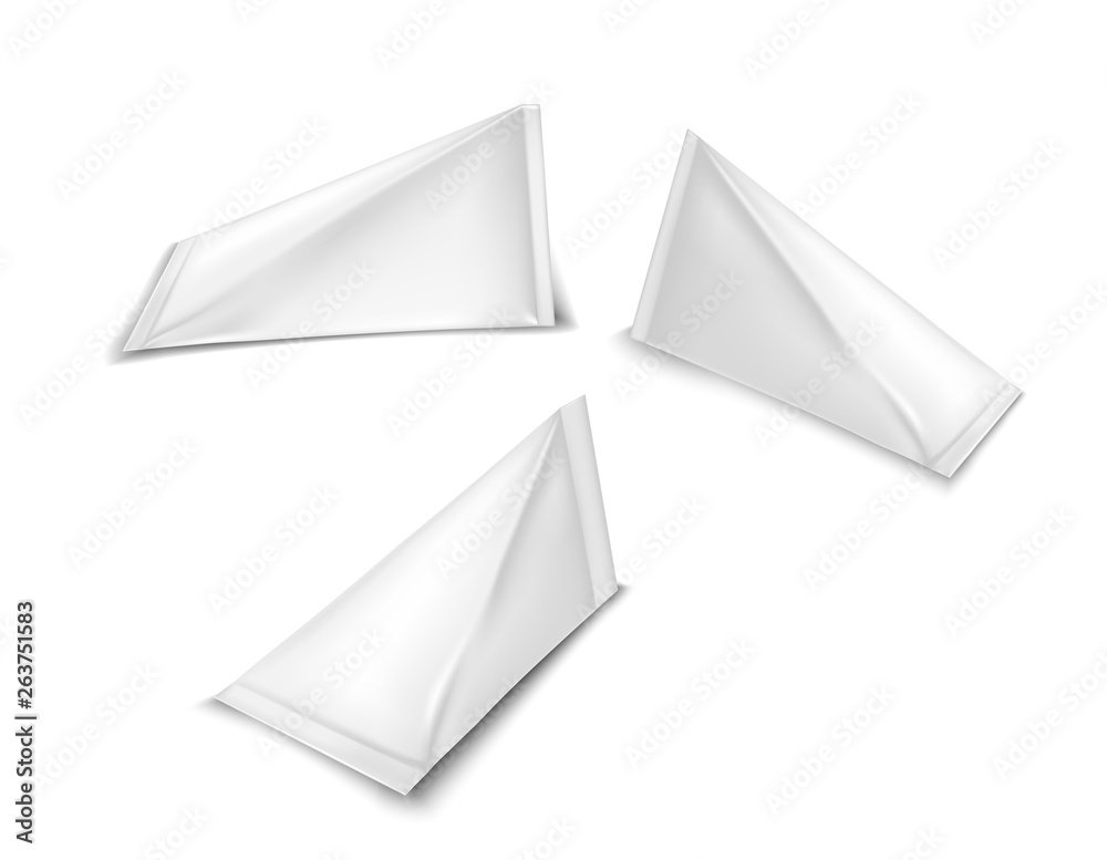 White triangular cardboard package for beverage, juice and milk