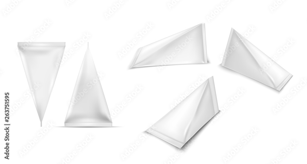 White triangular cardboard package for beverage, juice and milk