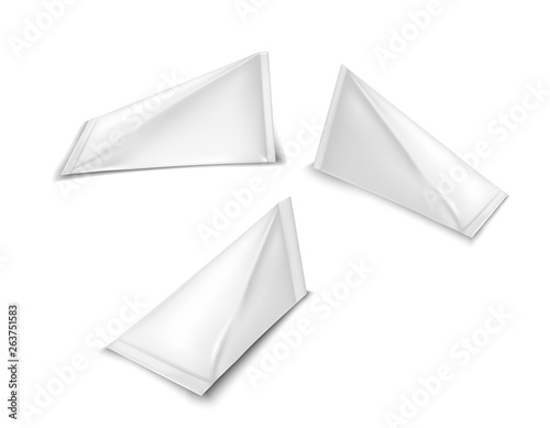 White triangular cardboard package for beverage, juice and milk