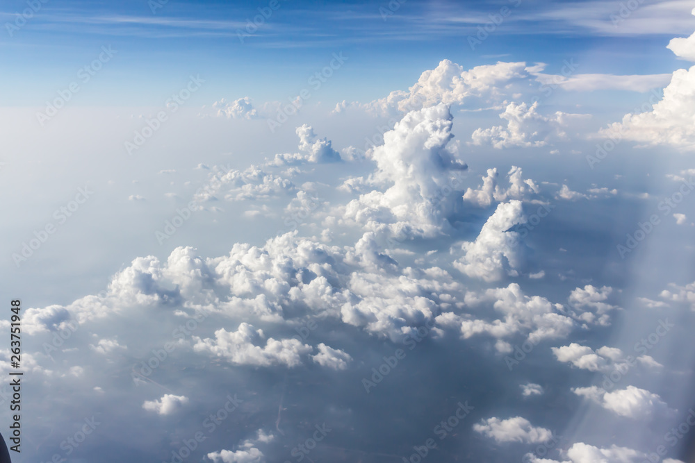 Fototapeta premium Blue sky background with clouds.