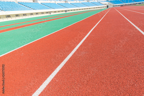 Track and field stadium and the audience seats