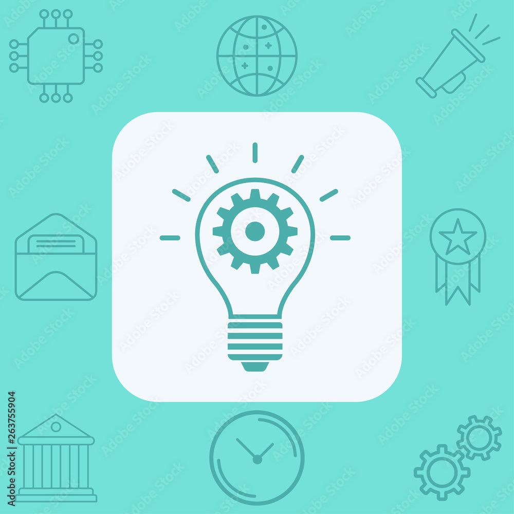 Light bulb with gear vector icon sign symbol Light bulb with gear vector icon sign symbol