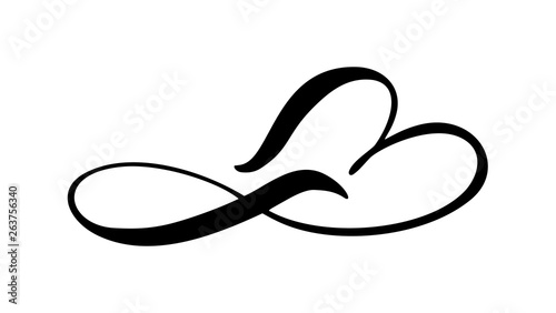 Heart love sign forever. Infinity Romantic symbol linked, join, passion and wedding logo. Template for t shirt, card, poster. Design flat element of valentine day. Vector illustration