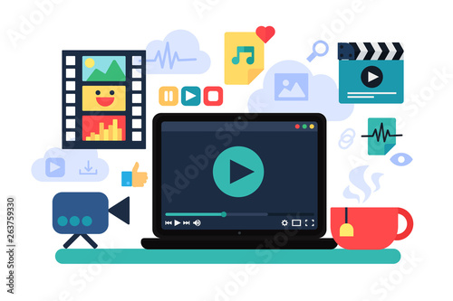 Home cinema, recreation vector illustration