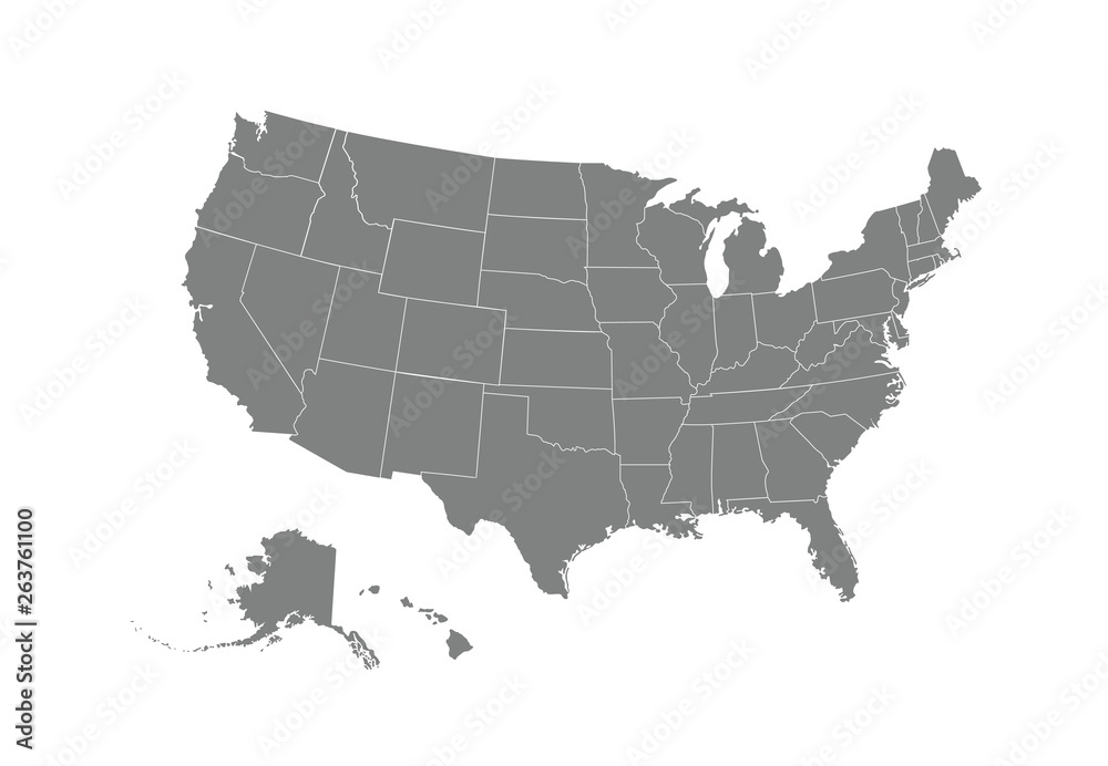 USA map. Flat style - stock vector.
