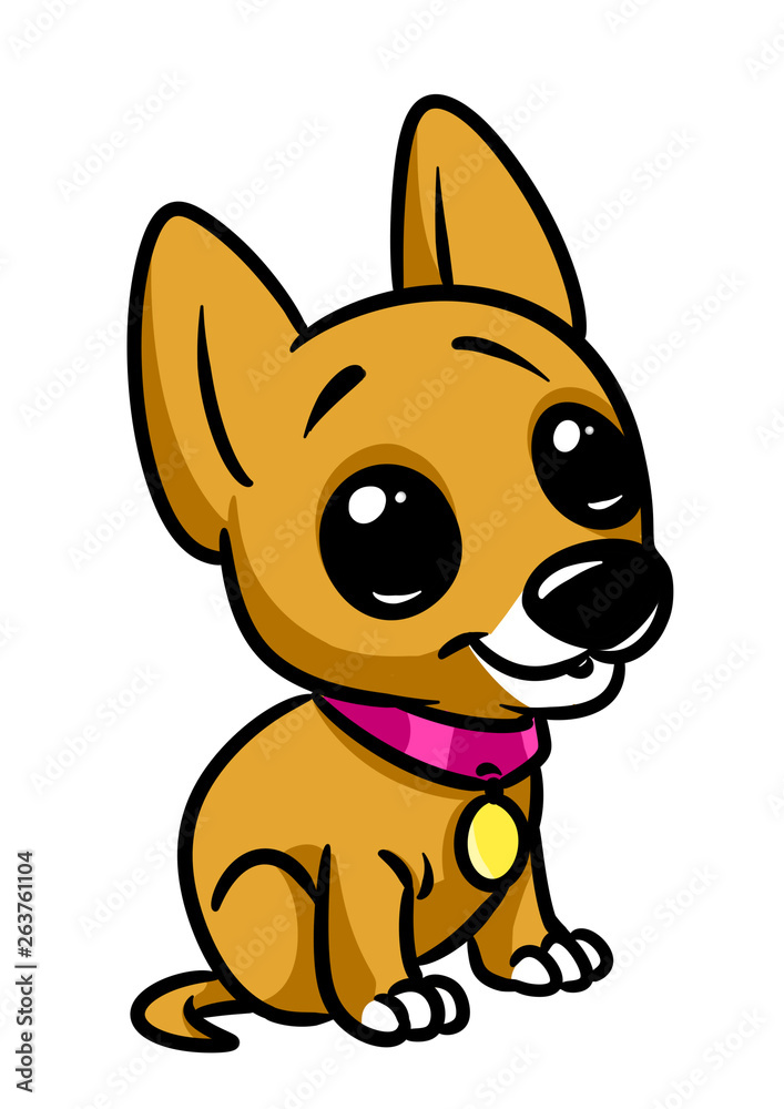 Little dog puppy big eyes animal character cartoon illustration isolated  image Stock Illustration | Adobe Stock