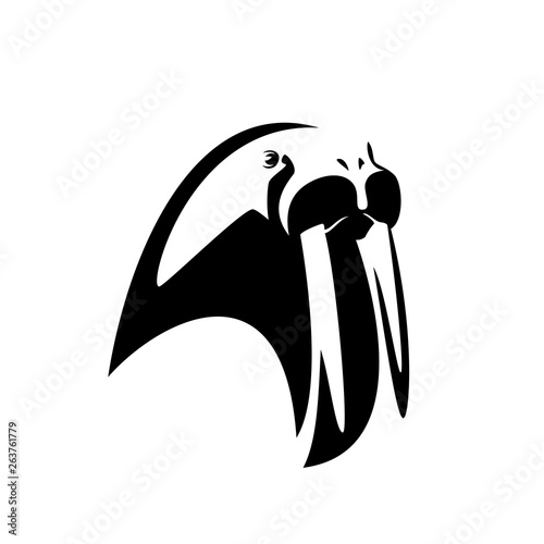 walrus (Odobenus rosmarus) head portrait - marine mammal black and white vector design