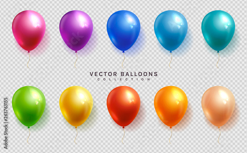 Set of colorful balloons. Vector.