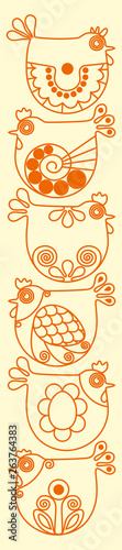 easter ornamented background with eggs and chickens