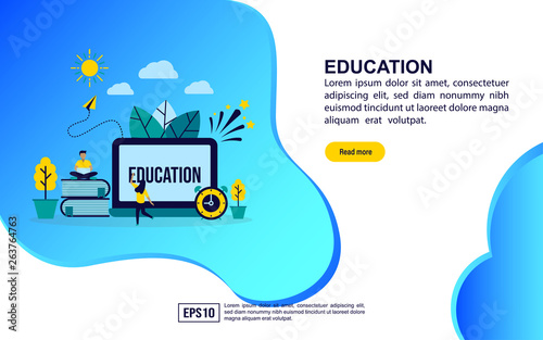 Vector illustration concept of education. Modern illustration conceptual for banner, flyer, promotion, marketing material, online advertising, business presentation