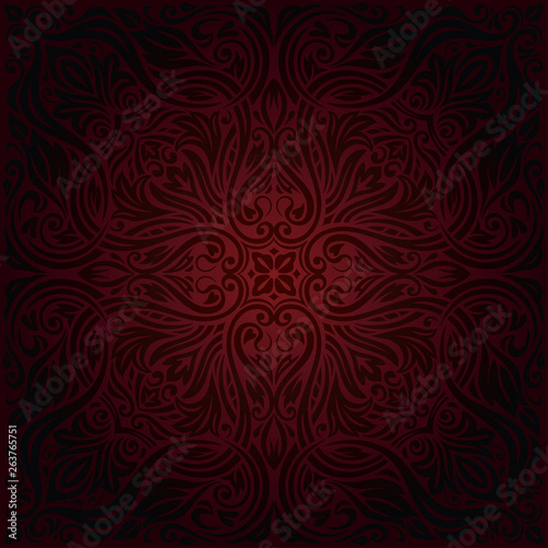 Brown Red Floral wallpaper vector design background vintage mandala