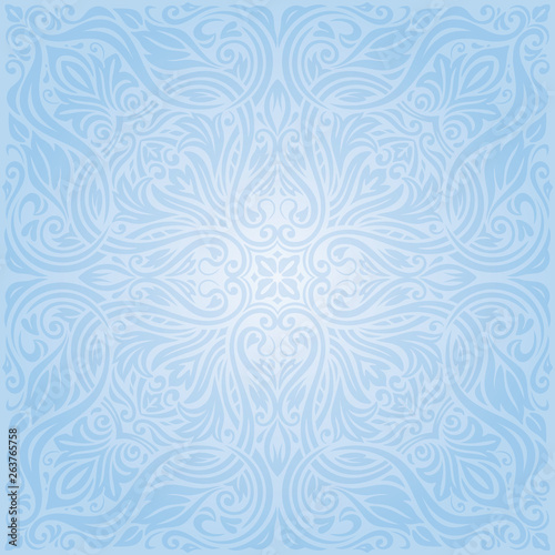 Blue vector floral background fashion wallpaper mandala design