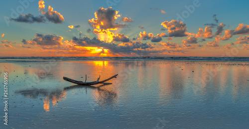 Colorfull sunset on Mediterranean beach of Israel