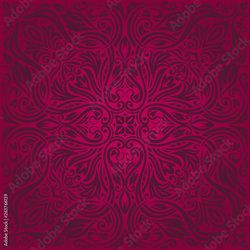 Red floral vector pattern wallpaper mandala design Background