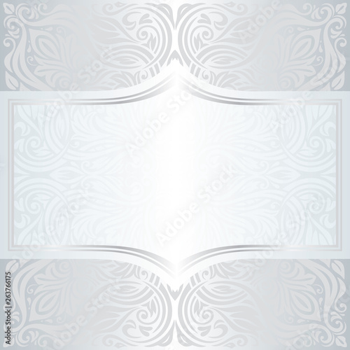 Silver shiny floral vintage pattern wallpaper background mandala design copy space