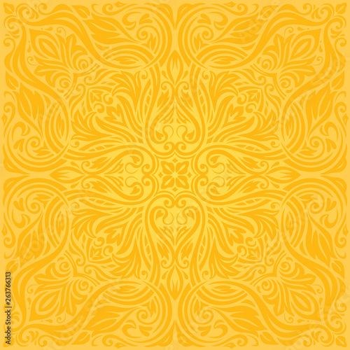 Yellow floral wallpaper background  mandala pattern design trends fashion vintage