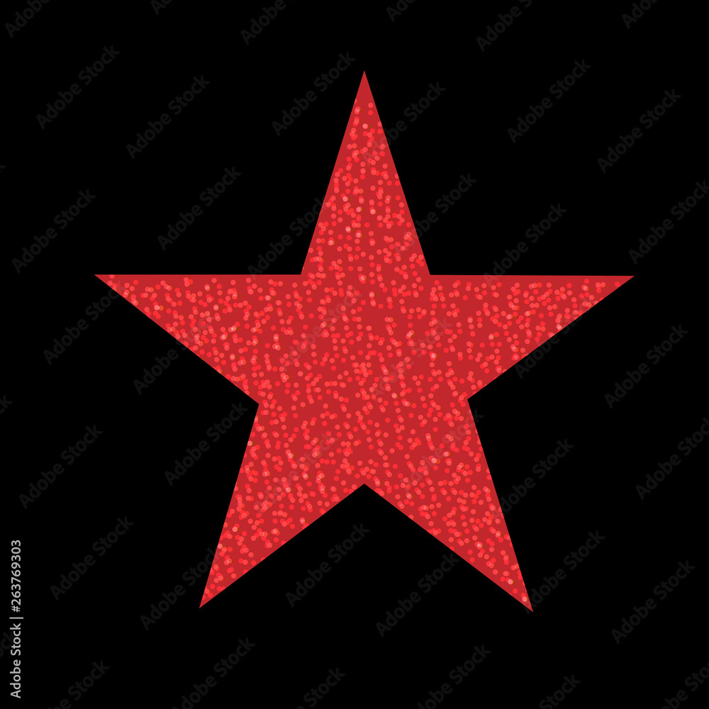 Fototapeta premium Red Glitter Star Isolated