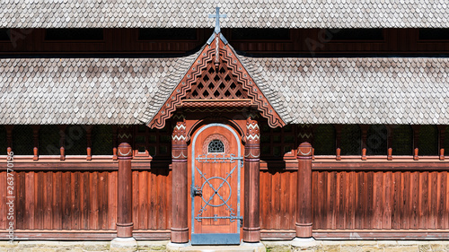 wooden door in church photo