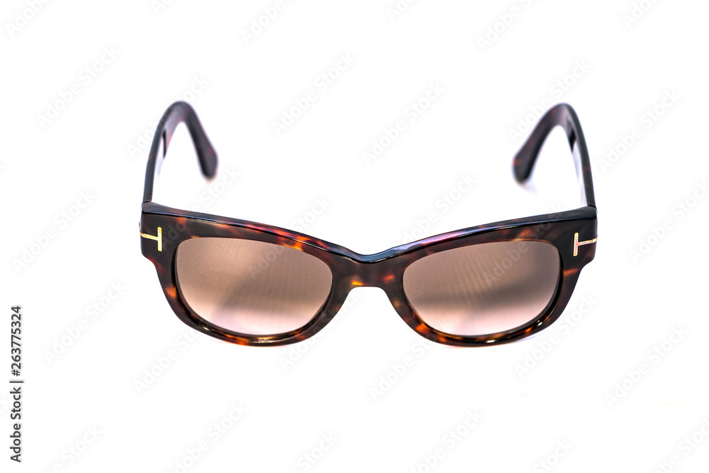 Unisex sunglasses wayfare shape made with carey material isolated over white. Unisex sunglasses wayfare shape made with carey material isolated over white.