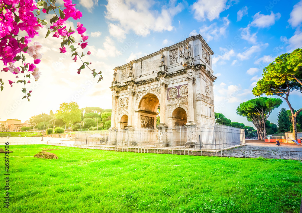 Obraz premium Colosseum and Arch of Constantine, Rome, Italy