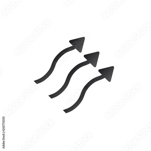 Wavy Up Arrows, Upward curvy arrows. heat arrows, steam moving up. Vector illustration isolated on white background.