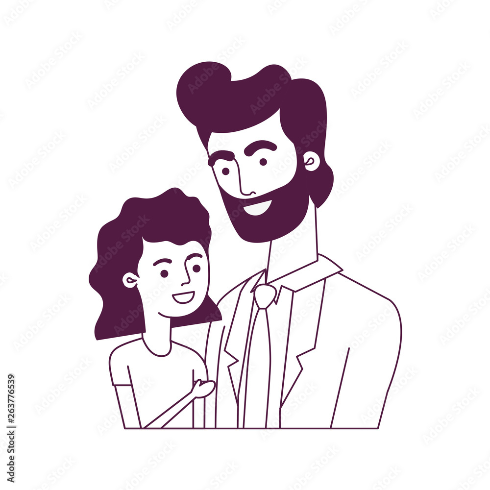 father with daughter avatar character father with daughter avatar character