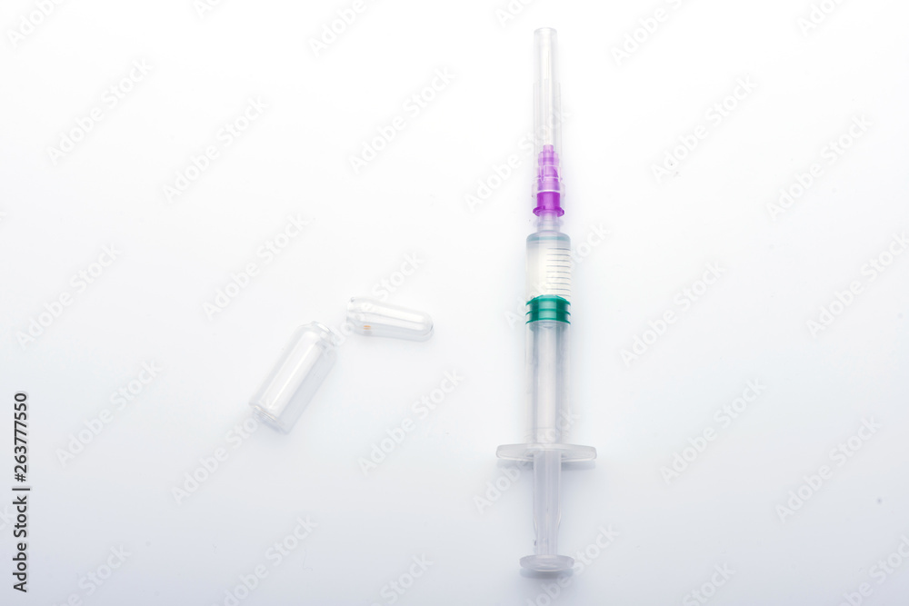 syringe close up. injection vial