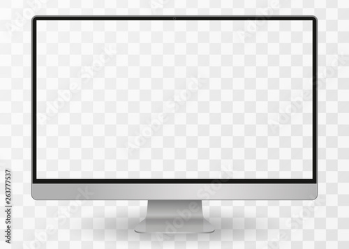 desktop pc vector mocup. monitor display with blank screen isolated on background. Vector illustration photo