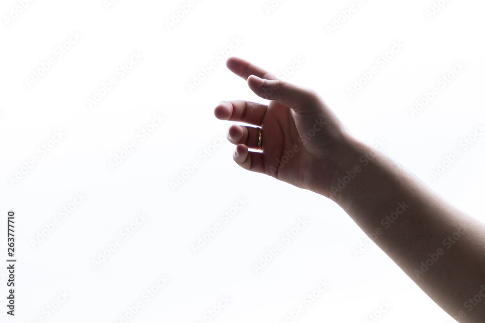 Hand of woman in gesture isolated on blurred background