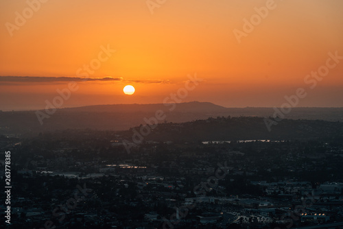 Sunset view from Mount Helix, in La Mesa, near San Diego, California © jonbilous
