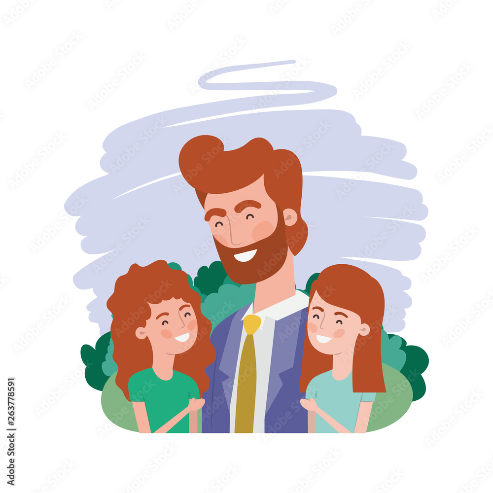 father with children avatar character father with children avatar character