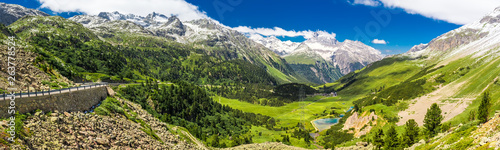 Mountain road to Albula pass - Swiss mountain pass near Sankt Moritz in the canton of Graubunden. Switzerland photo