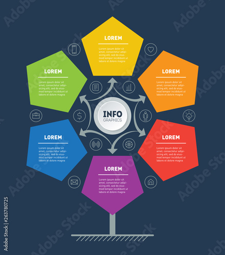 Business presentation or infographics concept with 6 options. Web Template of tree, info chart or diagram. Vector info graphic of technology or education process with six steps.