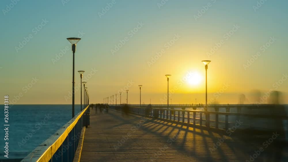 Sunset on the pier in Palanga, Lithuania, time-lapse Sunset on the pier in Palanga, Lithuania, time-lapse