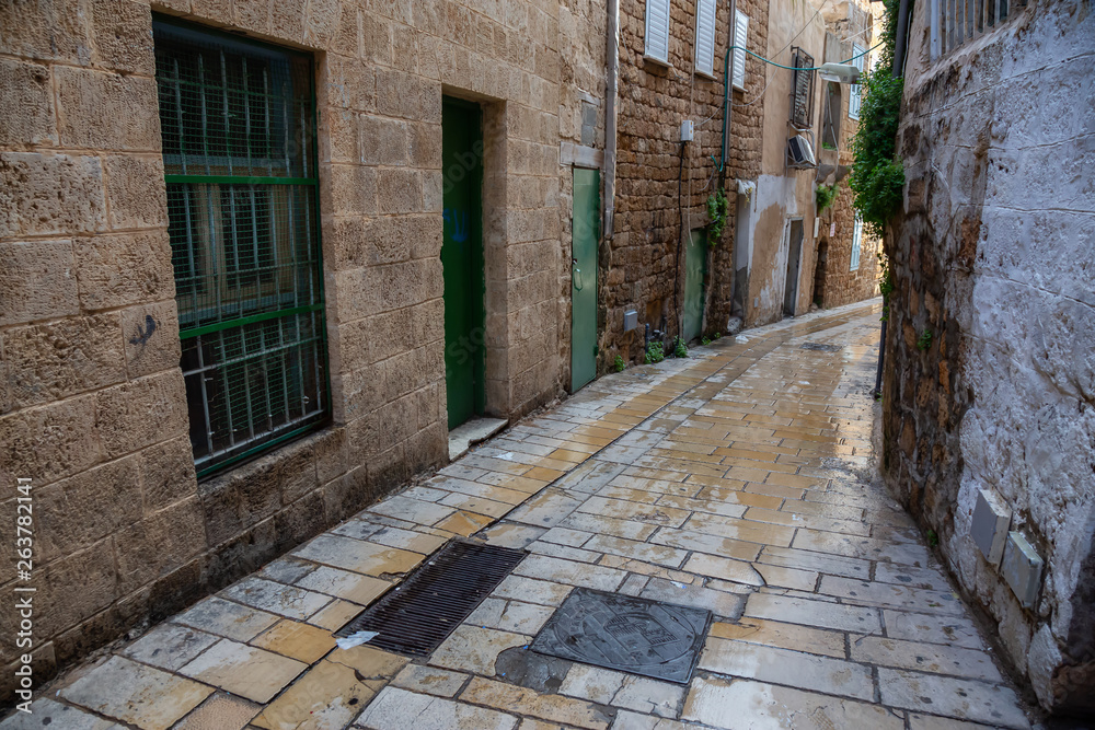 Narrow Streets in the Old City of Akko. Taken in Acre, Israel.