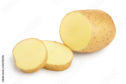 Young potato isolated on white background. Harvest new