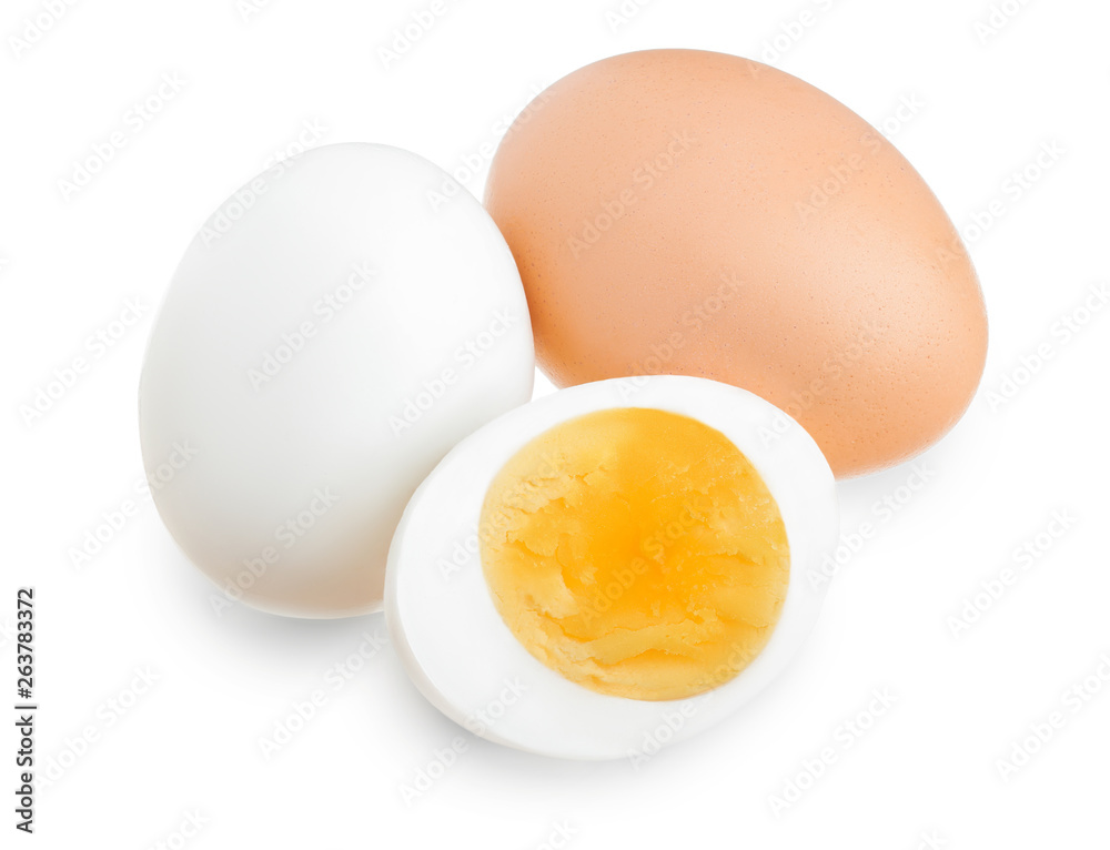 boiled egg and half isolated on white background boiled egg and half isolated on white background