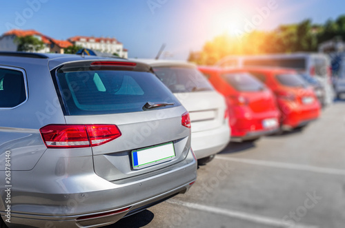 Cars in city parking.