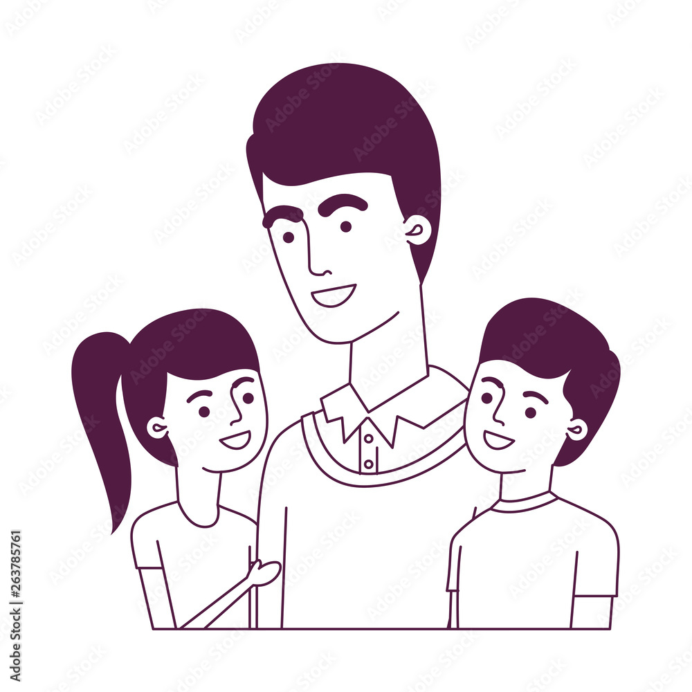father with children avatar character father with children avatar character