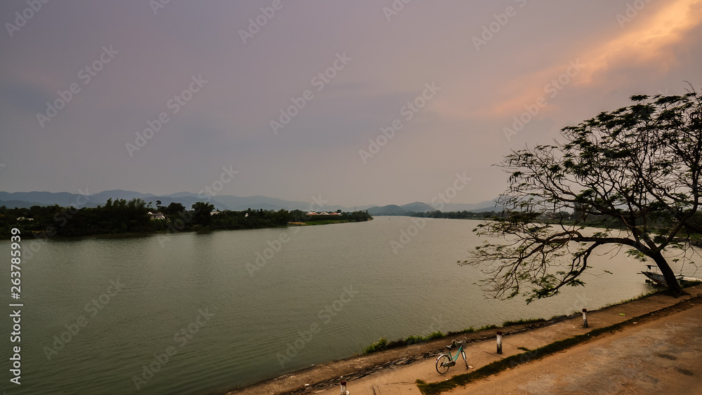 Perfume River in late afternoon - Hue, Vietnam