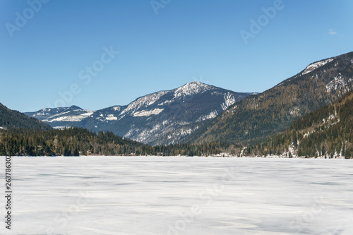 early spring landscape of frozen Three Valley Lake Regional District of Columbia-Shuswap Canada. © olegmayorov