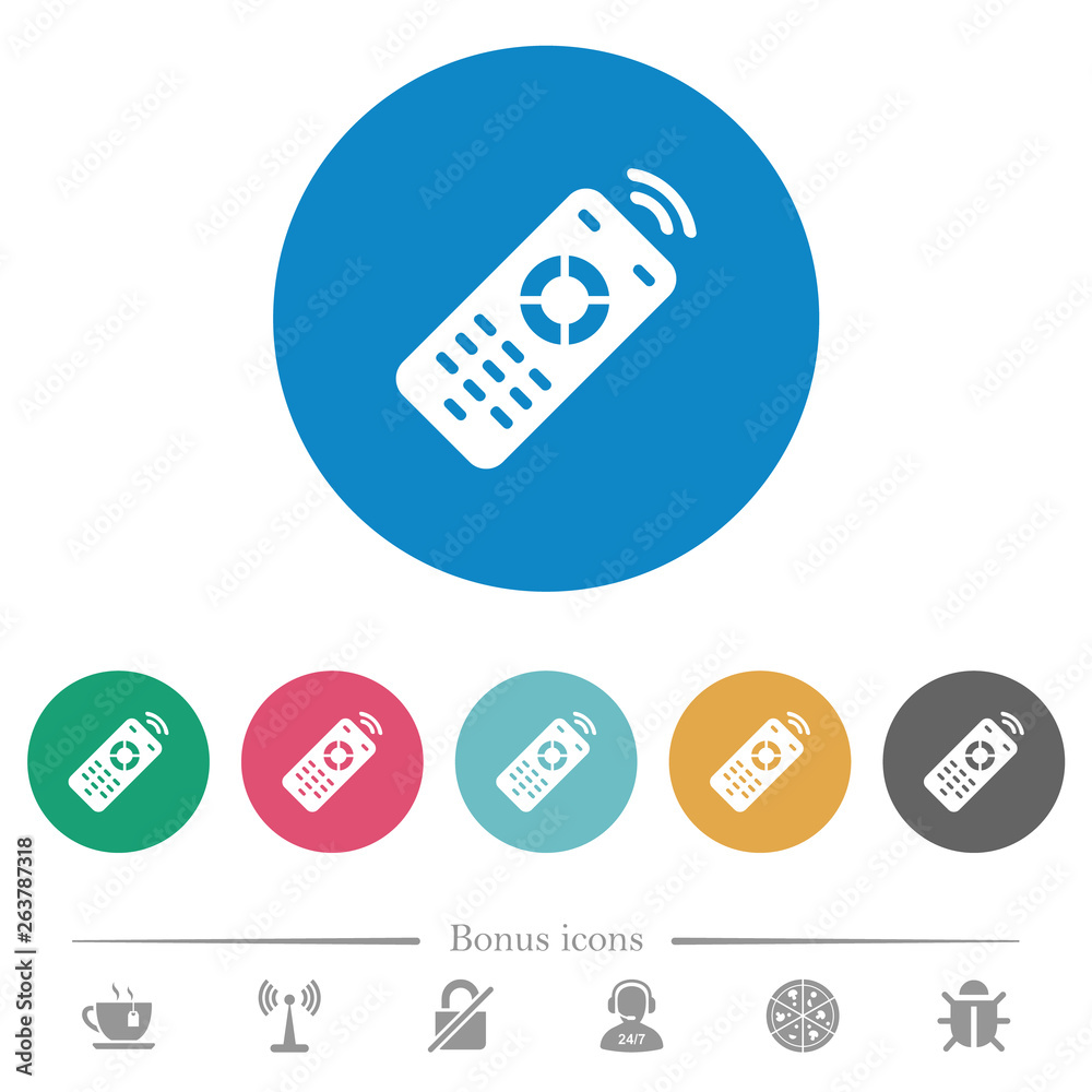 Working remote control flat round icons Working remote control flat round icons