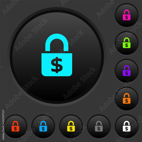Locked Dollars dark push buttons with color icons