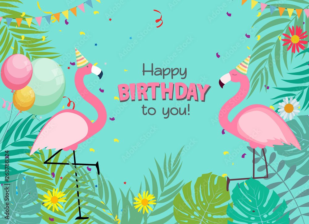 Birthday Card, Congratulation Template Vector Illustration - obrazy, fototapety, plakaty 